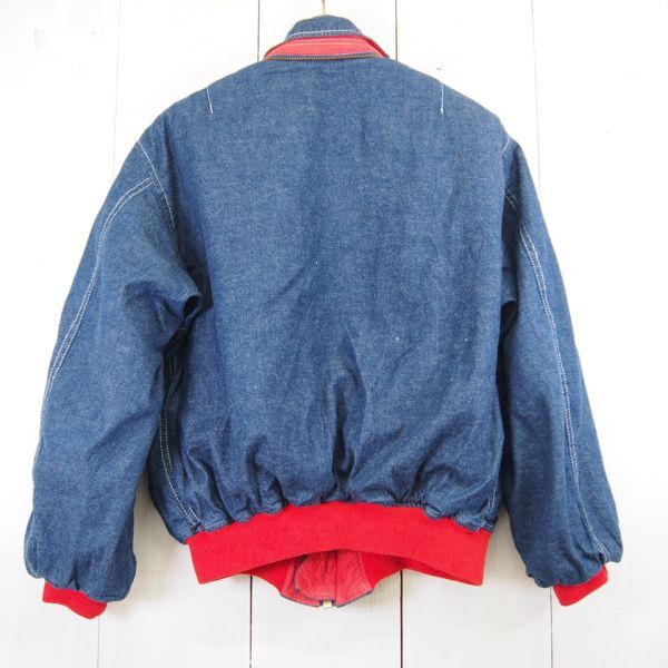 80s 90s PINK HOUSE Pink House lining quilting cotton inside Denim jacket blouson 