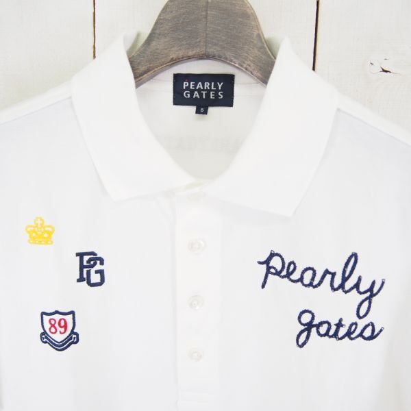パーリーゲイツ PEARLY GATES 刺繍 ナンバリングワッペン 半袖ポロシャツ(5)ホワイトの画像2