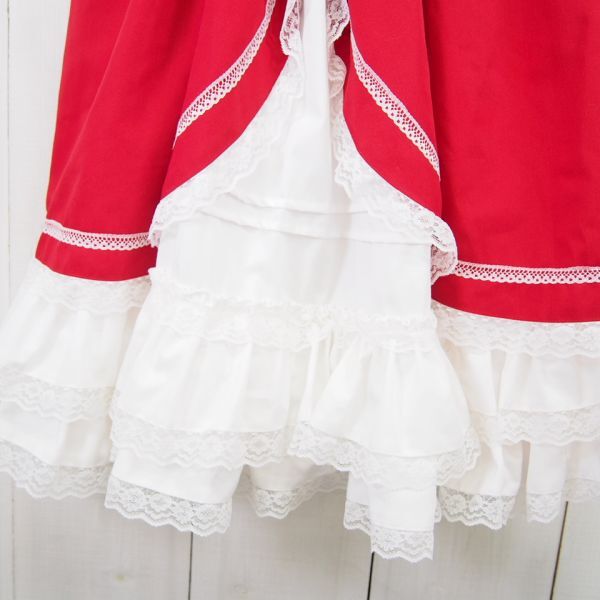  body line BODY LINE ribbon * frill * race using Lolita One-piece * Lolita dress *meido* cosplay (4L) red × white 
