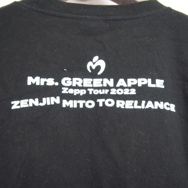 ミセスグリーンアップル Mrs.GREEN APPLE Zeppツアー2022ライブTシャツ*ツアーTシャツ*ZENJIN MITO TO RELIANCE(XL)ブラック_画像3