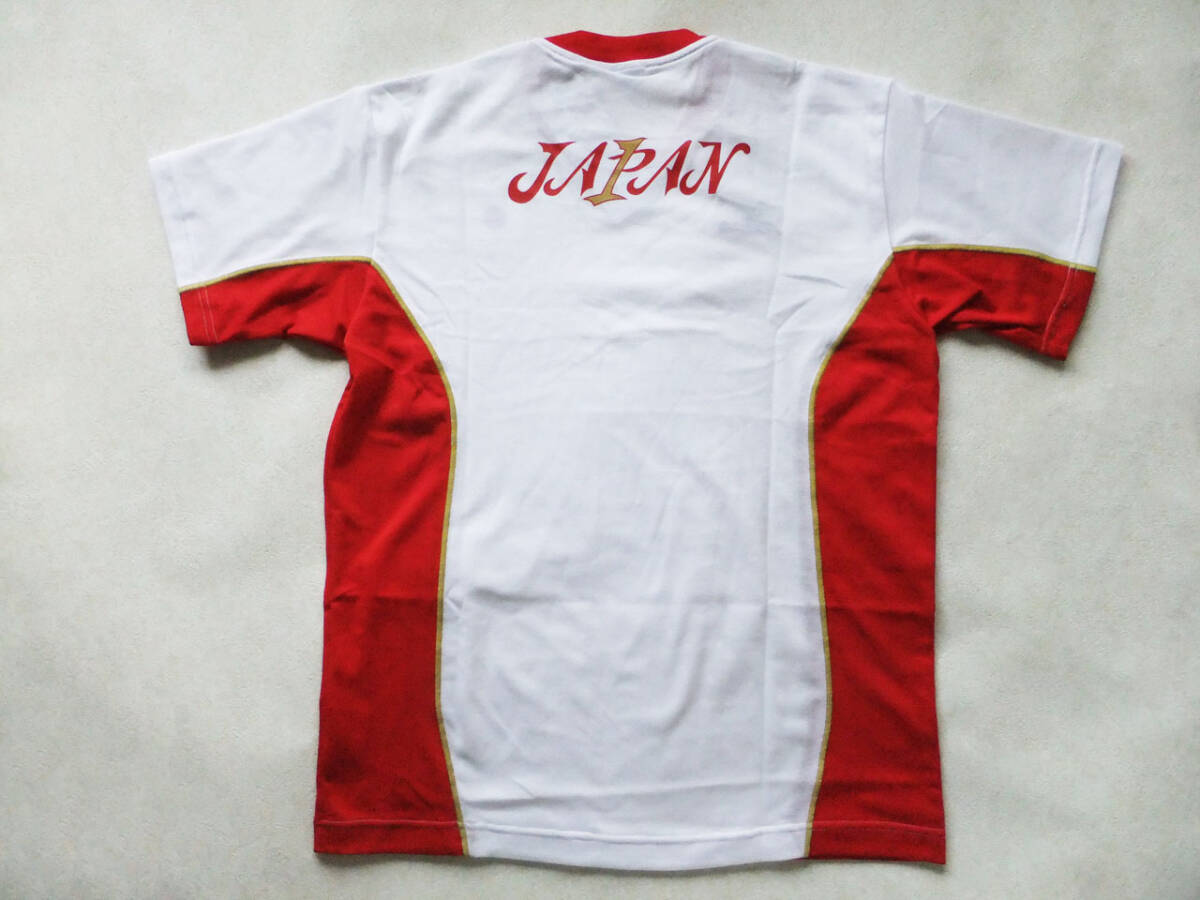 XLサイズ 体操 日の丸 JAPAN 日本代表 半袖シャツ トレーニング Tシャツ ミズノ 白×赤_バックスタイル