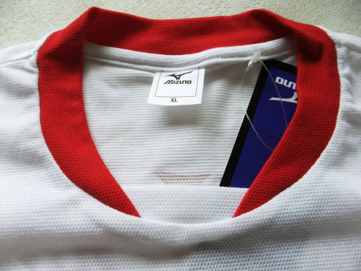 XLサイズ 体操 日の丸 JAPAN 日本代表 半袖シャツ トレーニング Tシャツ ミズノ 白×赤_XLサイズ