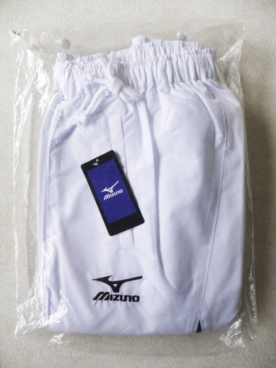 XOサイズ ミズノ （ウエスト87～93㎝）ウインドブレーカーパンツ 総裏メッシュ 裾ファスナー ウォームアップ トレーニング 白×紺_外装袋