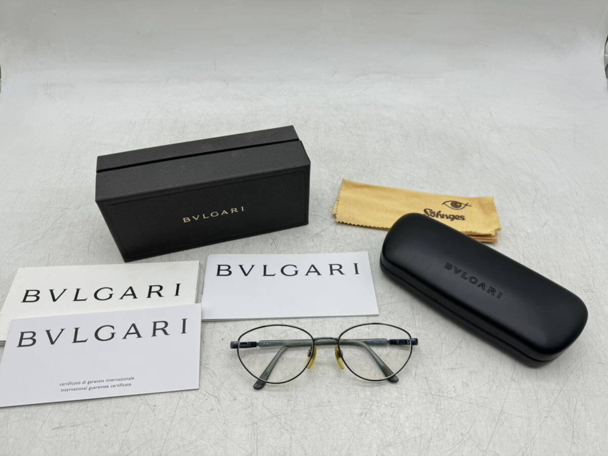 【1円スタート】BVLGARI 眼鏡 フレーム 132 55□18 135 シルバー ケース付き レンズ入り ブルガリ DM0514N_画像1