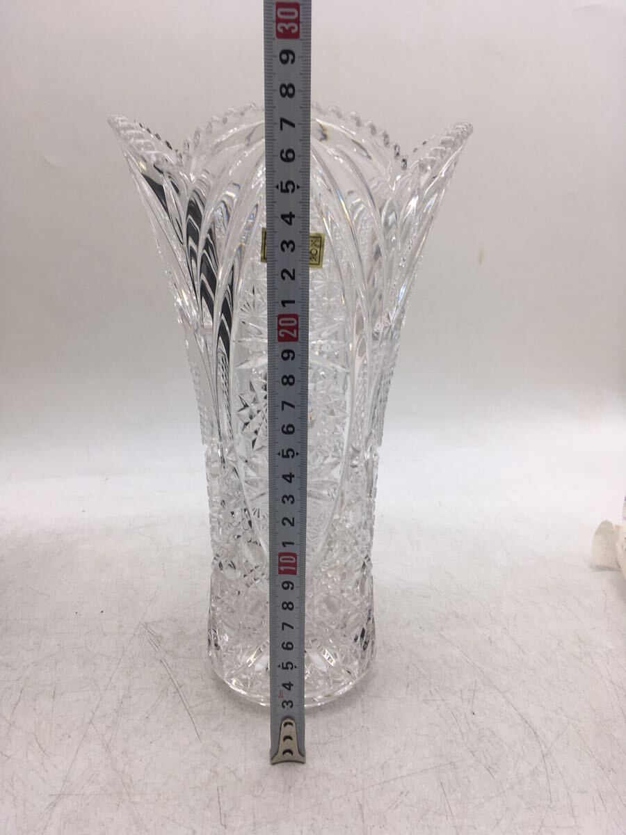 【1円スタート】KAMEI GLASS JAPAN 花瓶 箱付き 保管品 CRYSTAL PbO 24% フラワーベース インテリア カットグラス DM0509Lの画像6