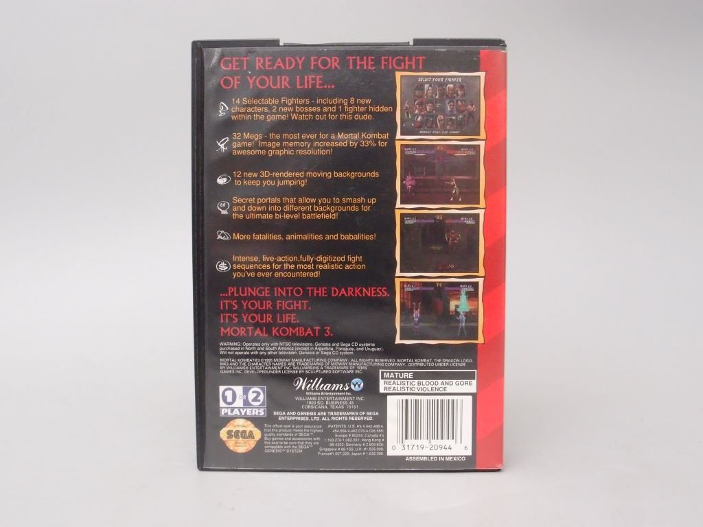 GENESIS overseas edition Mega Drive soft [MORTAL KOMBAT 3] case manual attaching . operation not yet verification 