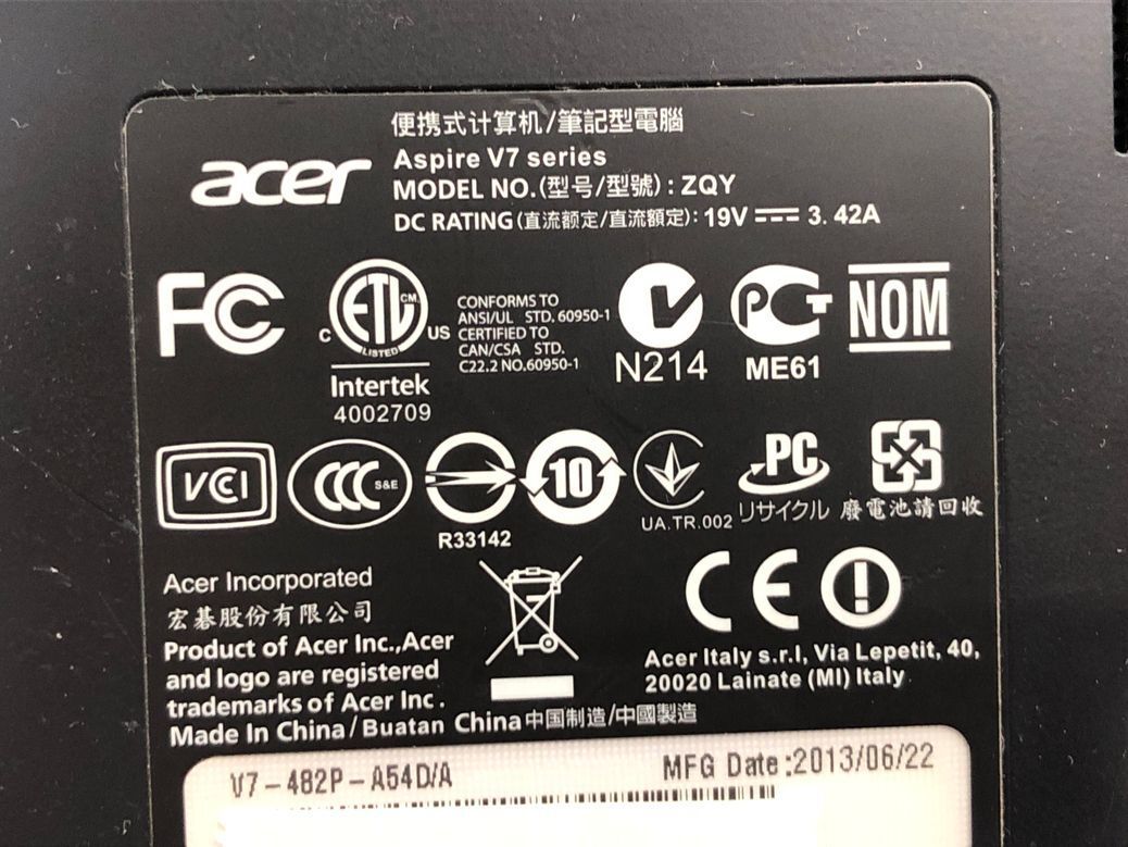 Acer/ノート/SSD 24GB/HDD 500GB/第4世代Core i5/メモリ4GB/WEBカメラ有/OS無-240422000938497の画像6