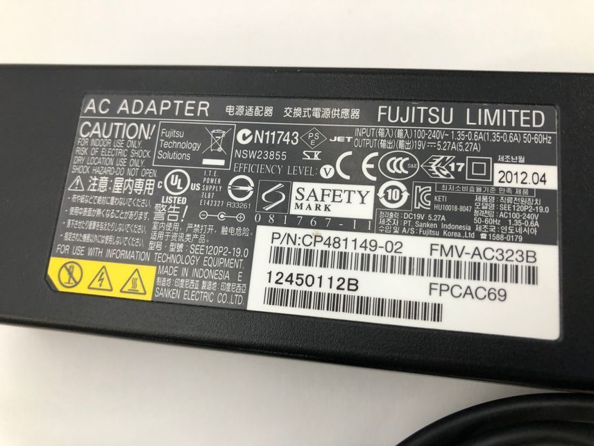 FUJITSU/ノート/HDD 1000GB/第3世代Core i7/メモリ4GB/4GB/WEBカメラ有/OS無-240501000955666_付属品 1