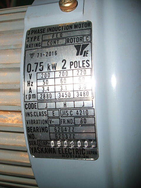 さ□0.75Kw.2P・中古良品モーターが有ります。