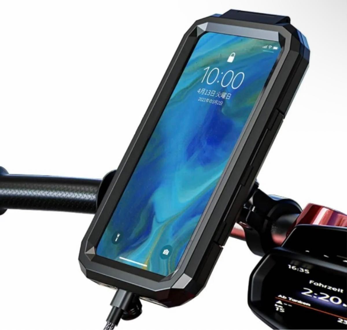iPhone 耐衝撃 スマホホルダー ブラック 小型  防水 自転車 全面保護 携帯 スタンド