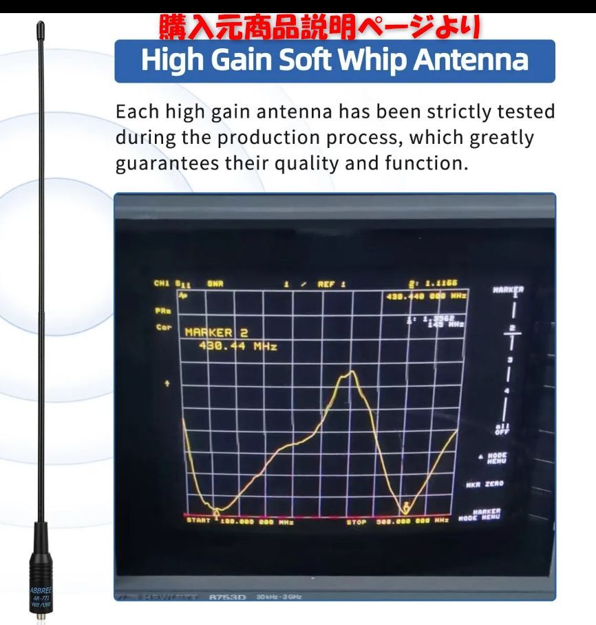 Abbree VHF/UHF デュアルバンドアンテナ AR-771_画像5
