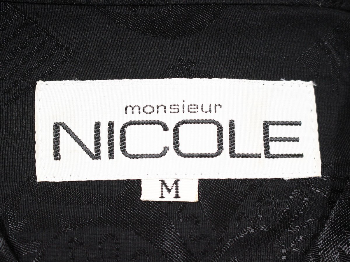 ビンテージ monsieur NICOLE ニコル 総柄 半袖レーヨンシャツ M_画像3