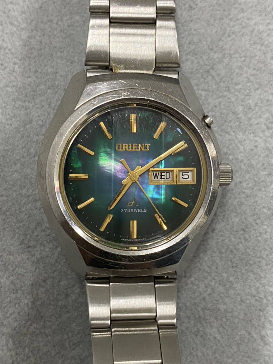 ORIENT Orient Chrono Ace H429-28270 self-winding watch men's wristwatch green gradation shell? cut glass 27 stone day date 