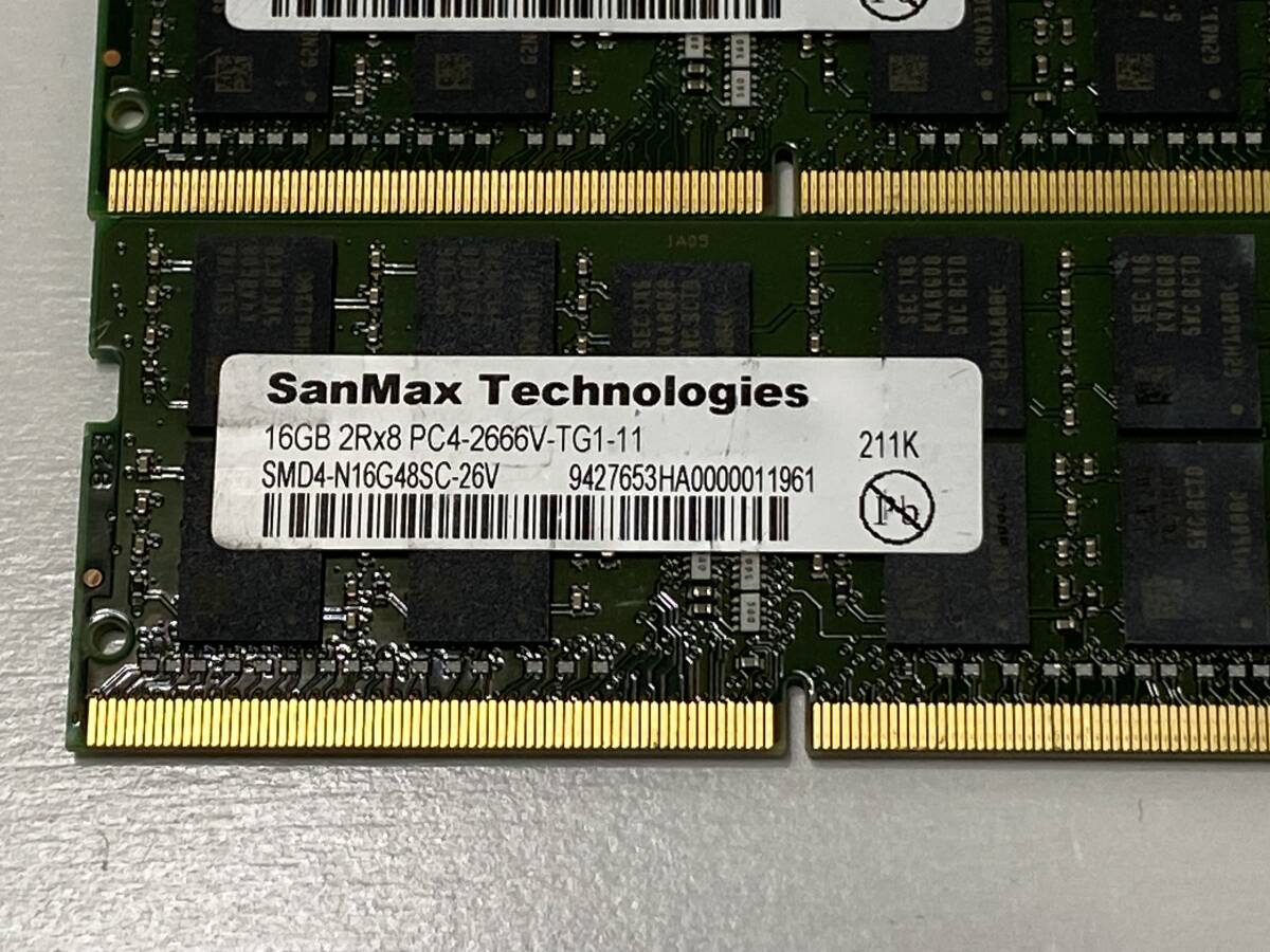 2枚セット SanMax PC4-2666V 16GB 合計32GB SO-DIMM ノートPC用メモリ DDR4 起動確認済_画像2