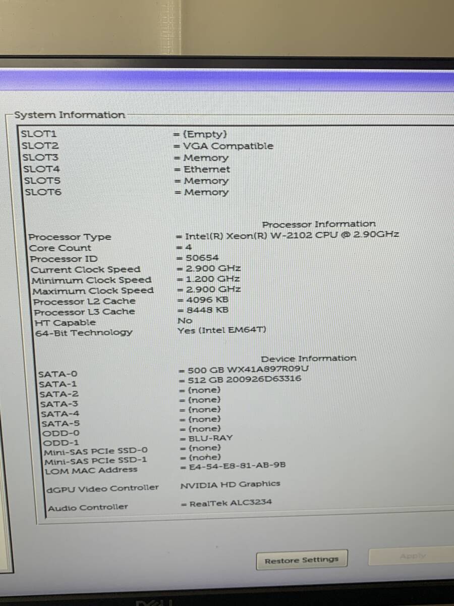 480 * DELL Precision 5820 * Xeon W-2102 2.9GHz * HDD 2.5 -inch 500GB * SSD 512GB * BD-RE * Quadro P400 operation goods 