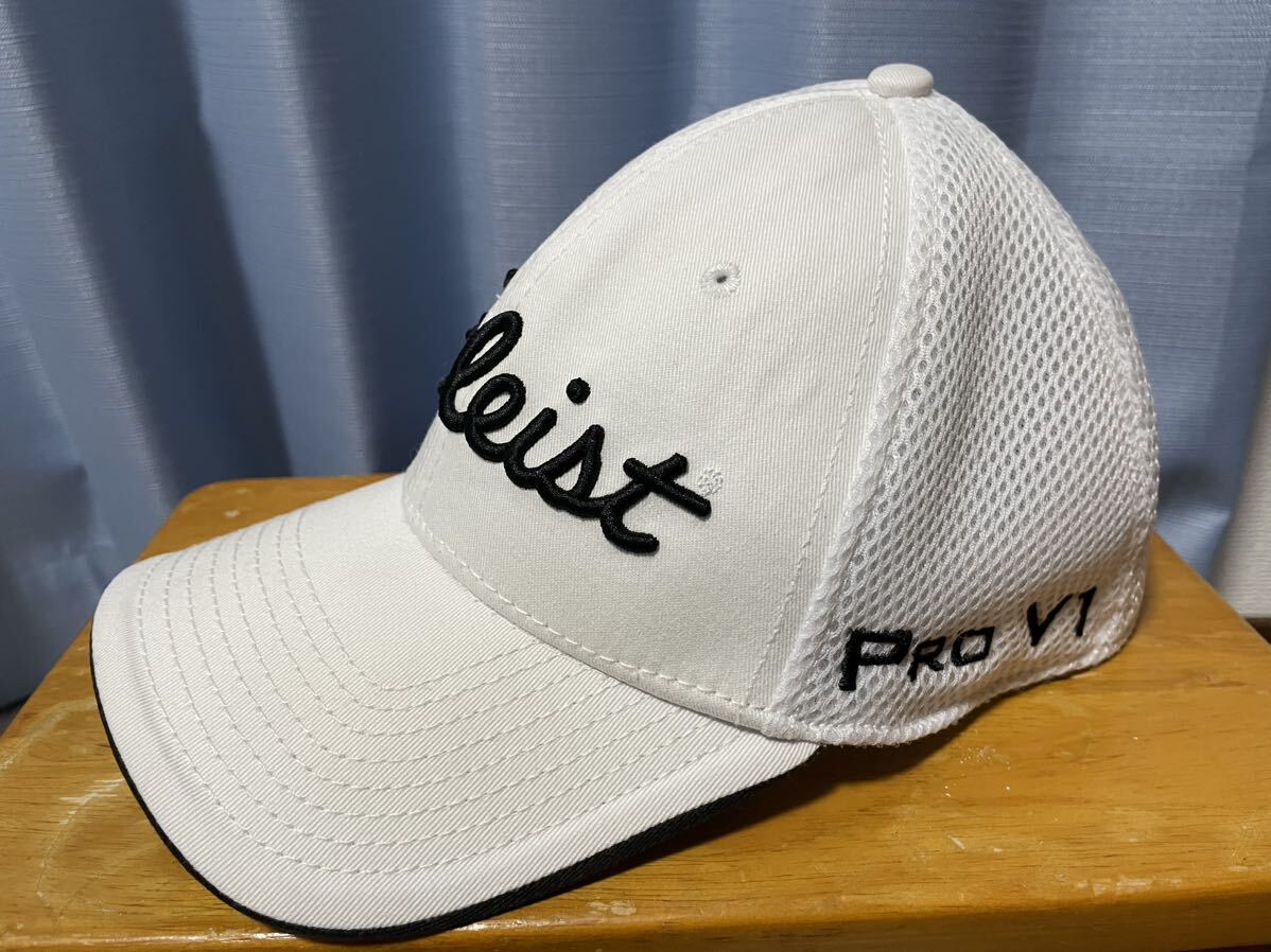 フリーサイズ Titleist タイトリスト FJ PRO V1 ゴルフ キャップ 帽子 メッシュ ニューエラ 白 ホワイト M-L_画像2