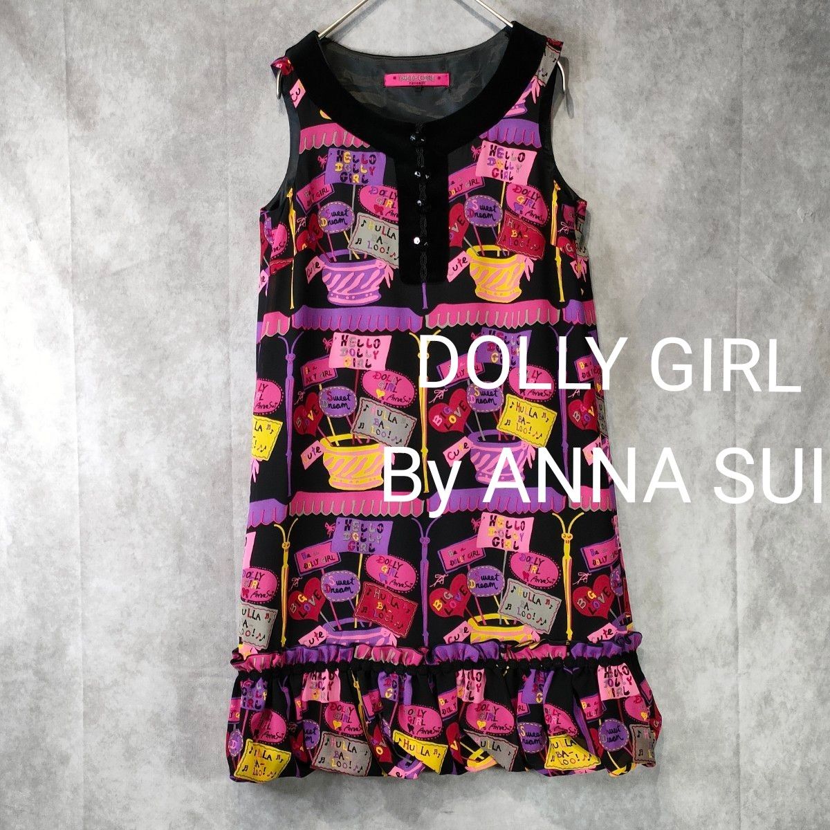 DOLLY GIRL By ANNA SUI】ワンピース ノースリーブ 総柄 DOLLY GIRL By ANNA SUI】ワンピース ノースリーブ 総柄