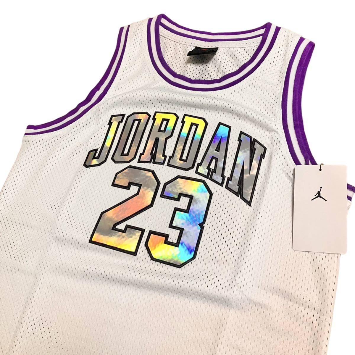  не использовался Jordan JORDAN Nike NIKE Kids ребенок одежда безрукавка майка девочка мужчина белый × лиловый M 140cm