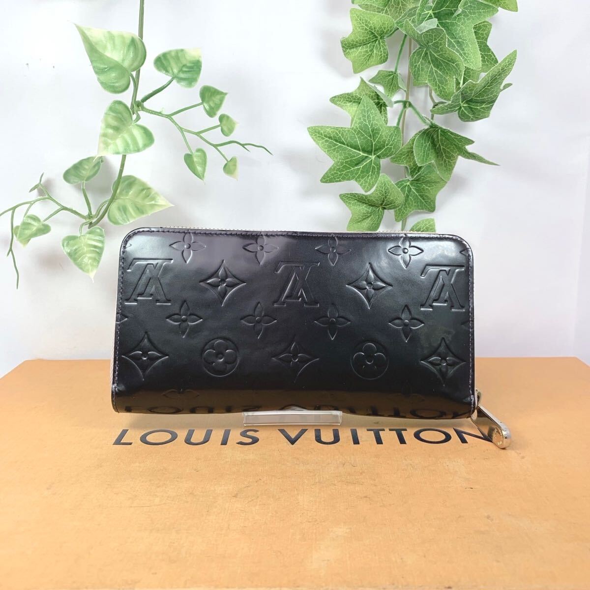 1円 LOUIS VUITTON ルイヴィトン 長財布 ラウンドファスナー ヴェルニ ジッピーウォレット シリアルCA0186男女兼用 ブラック×ピンク_画像2