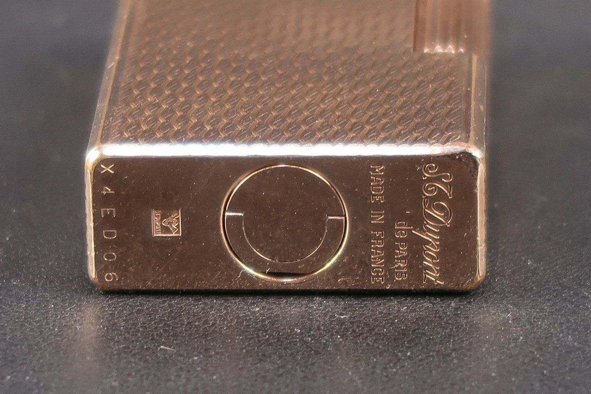 [ beautiful goods ]S.T.Dupont Dupont line 1L Gold high class gas lighter put on fire has confirmed smoking . smoke .[QP55]