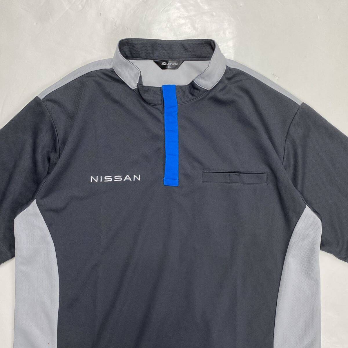 企業系 NISSAN 日産 半袖 ポロシャツ 作業着 吸水速乾 グレー L L自動車の画像3
