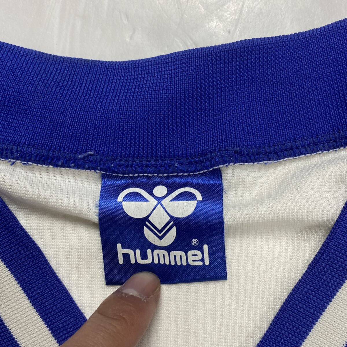 hummel ヒュンメル FC横浜 半袖 サッカーユニフォーム ホワイト×ブルー O 日本製 _画像4