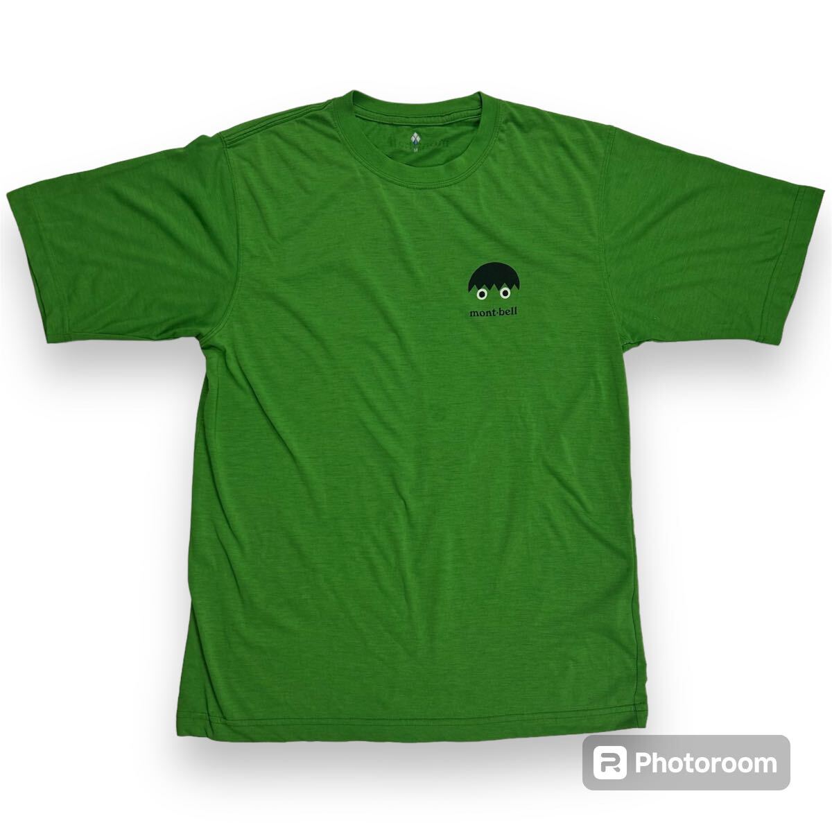 mont-bell モンベル 川の学校 カッパ 半袖 ロゴ Tシャツ グリーン M アウトドア _画像1