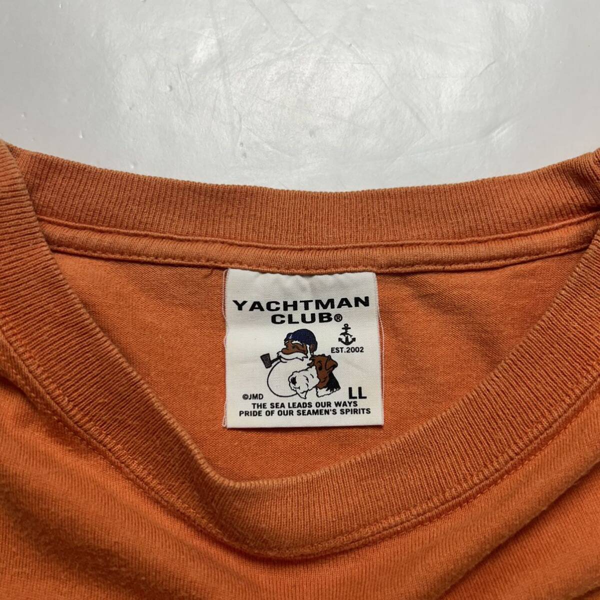 YACHTMAN CLUB ヨットマンクラブ 半袖 プリント Tシャツ オレンジ LL ジョイマークデザイン_画像4