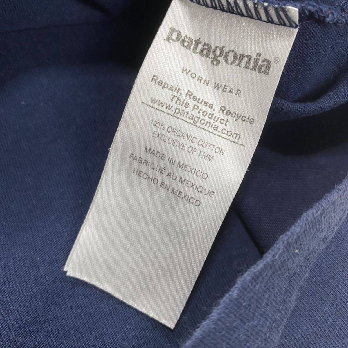 定番 patagonia パタゴニア ロゴプリント オーガニックコットン 半袖 Tシャツ ネイビー XS アウトドア_画像9