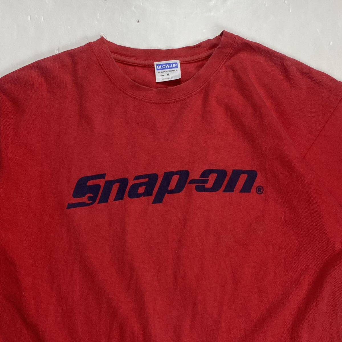 アメリカ製 Snap-on スナップオン ロゴプリント 半袖Tシャツ レッド M 自動車 バイク_画像3