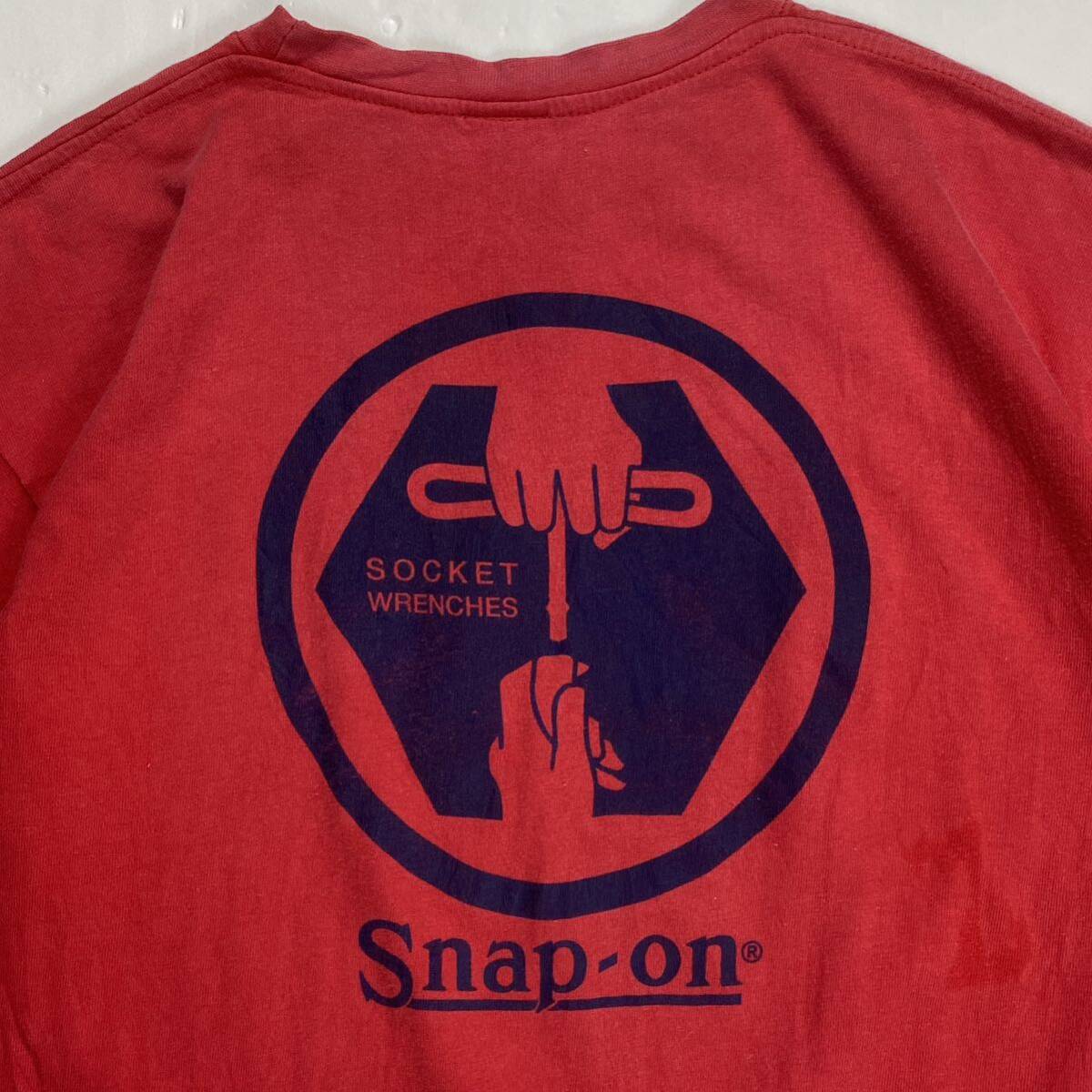 アメリカ製 Snap-on スナップオン ロゴプリント 半袖Tシャツ レッド M 自動車 バイク_画像6