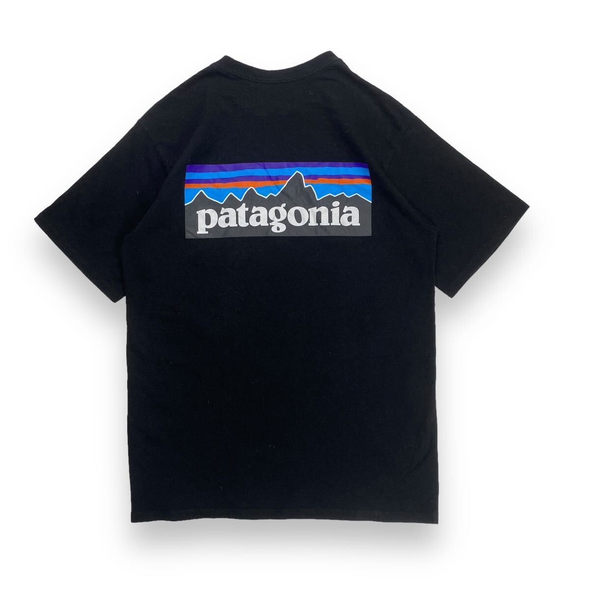 定番 patagonia パタゴニア ロゴ バックプリント 半袖 Tシャツ ブラック XS アウトドア_画像1