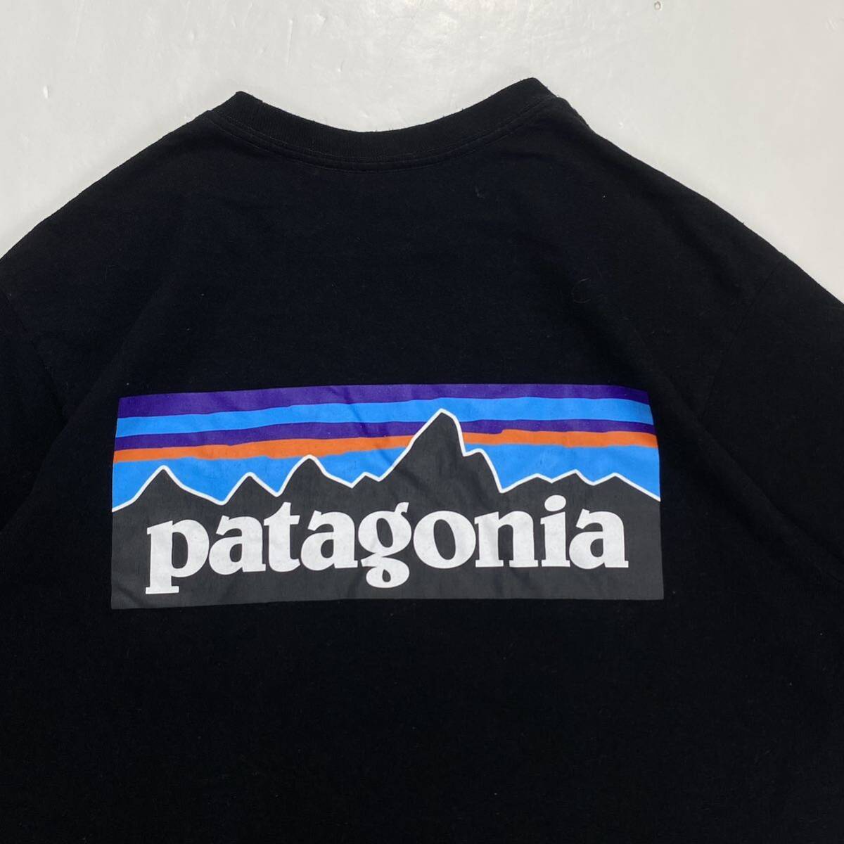定番 patagonia パタゴニア ロゴ バックプリント 半袖 Tシャツ ブラック XS アウトドア_画像4