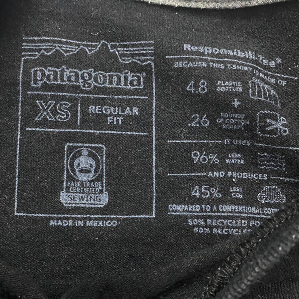 定番 patagonia パタゴニア ロゴ バックプリント 半袖 Tシャツ ブラック XS アウトドア_画像5
