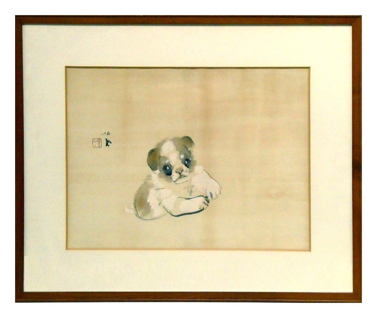 祥【真作】竹内栖鳳「仔犬」昭和12年 木版画 サイン有 限定300部 祥【真作】竹内栖鳳「仔犬」昭和12年 木版画 サイン有 限定300部