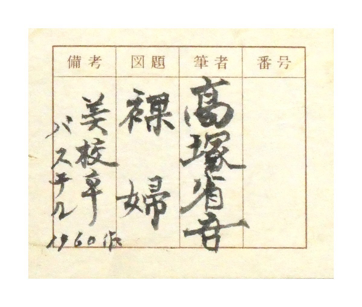 祥【真作】高塚省吾 「裸婦」1960年 パステル画 49.5×36.5cm サイン有 裸婦画の第一人者 直筆 一点もの【ギャラリー祥】_画像7