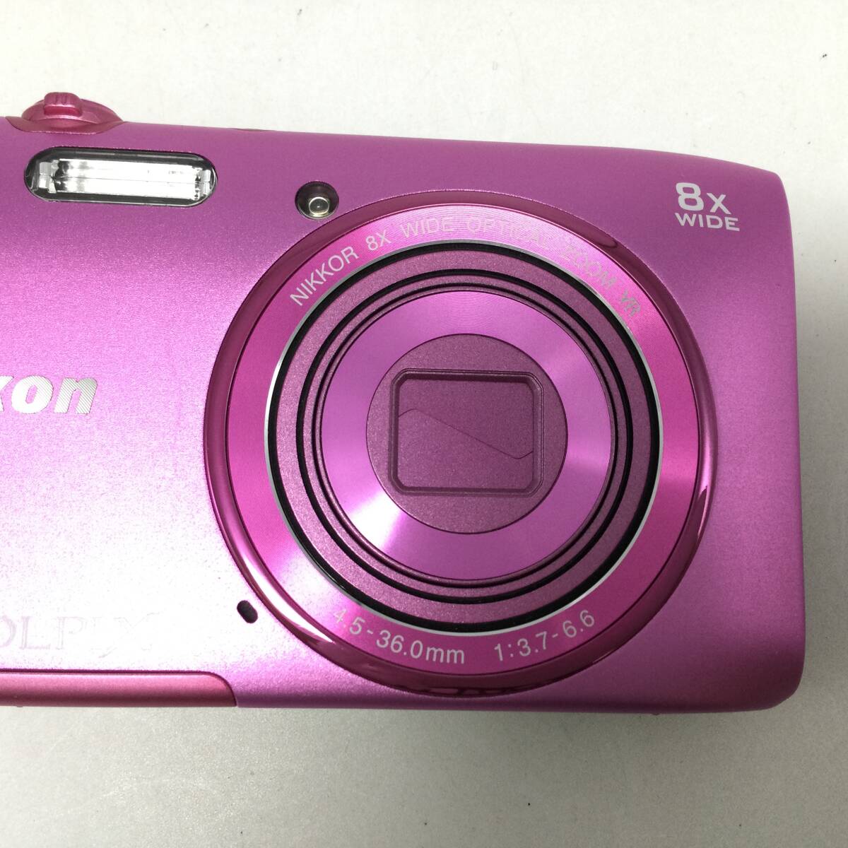 S14♪【通電/動作/精度未確認】Nikon ニコン COOLPIX クールピクス S3600 デジカメ デジタルカメラ ピンク系 現状品 ジャンク品 ♪_画像8