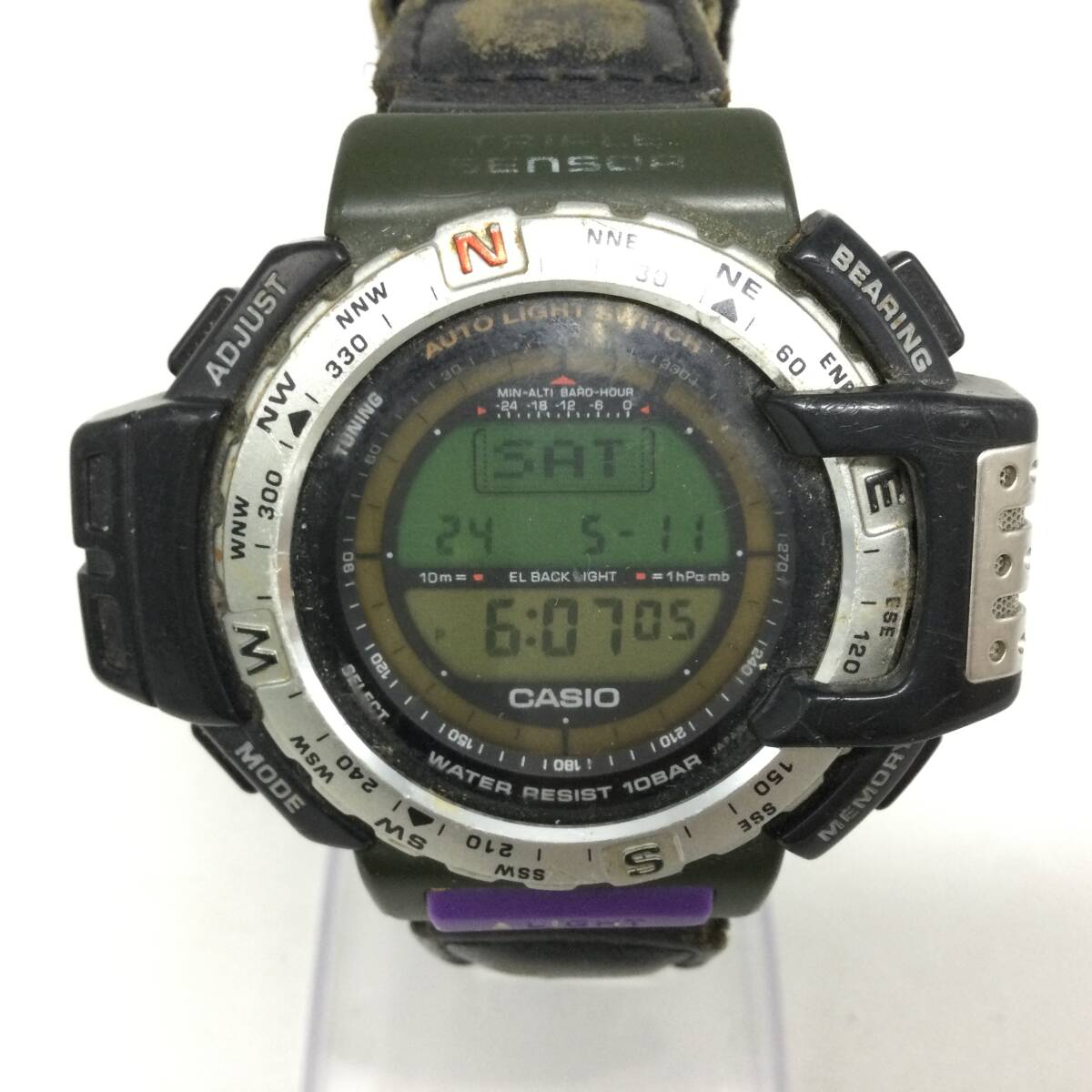 G20♪【QZ/稼働】CASIO カシオ PRO TREK プロトレック PRT-40 1471 クオーツ メンズ腕時計 純正ベルト 現状品 ♪_画像4