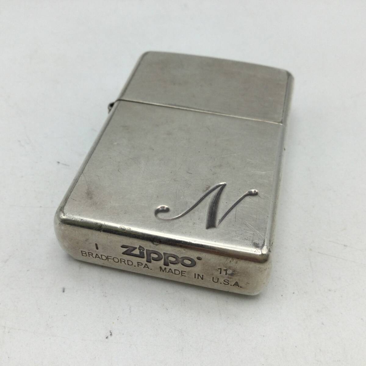 O31♪【火花確認済み】ZIPPO ジッポ オイルライター シルバーカラー 喫煙グッツ 現状品 ♪_画像6