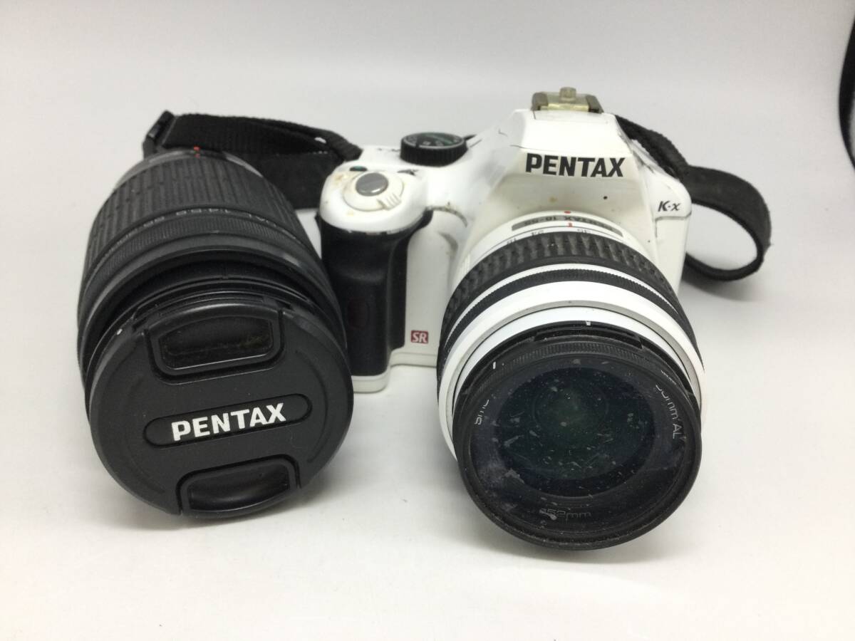 S4♪【通電のみ確認/レンズセット】PENTAX ペンタックス K-x ホワイト デジタル一眼レフカメラ 現状品 ジャンク品 ♪_画像1