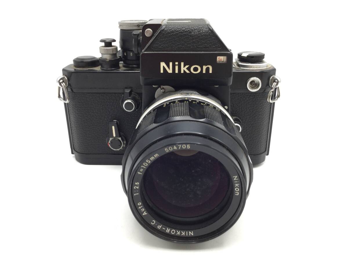 S35♪【動作/精度未確認】Nikon ニコン F2 フィルムカメラ / NIKKOR-P・C Auto 1:2.5 f=105mm レンズ / 現状品 ジャンク品 ♪ _画像1