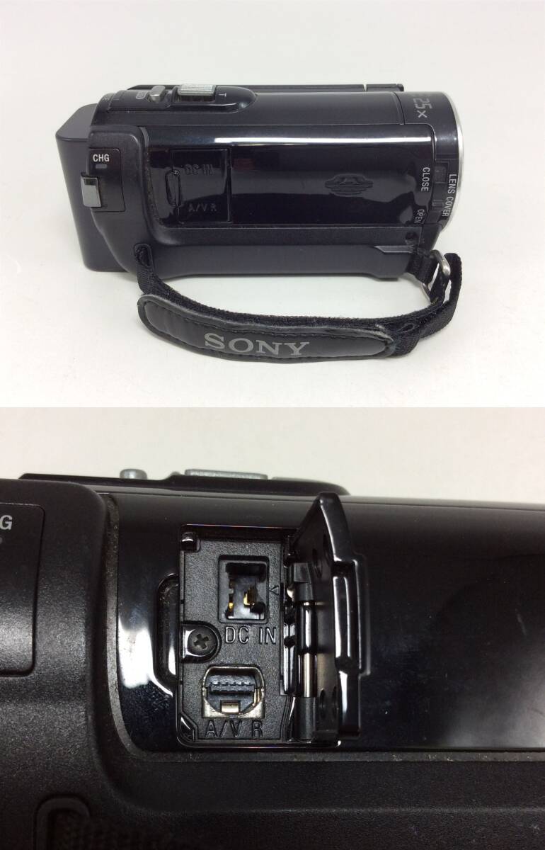 F14♪【通電のみ確認】SONY ソニー HANDYCAM ハンディカム HDR-CX170 HD デジタルビデオカメラ 黒系 バッテリー付き 現状品 ジャンク品 ♪_画像3