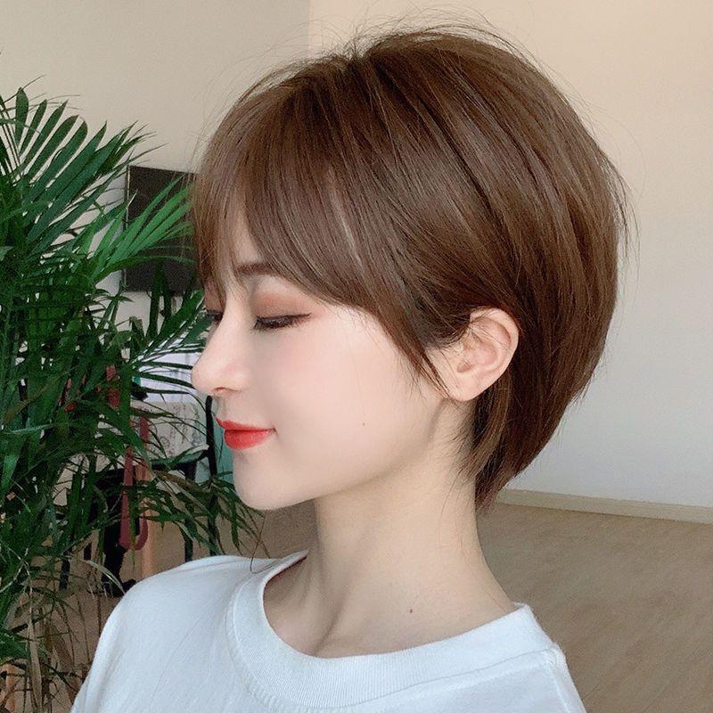 811 dark brown simple Short hair - cosplay wig change equipment woman equipment nature medical care for net attaching wigwik full wig 