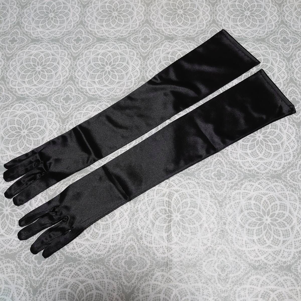  gloves * long glove * approximately 54cm* black * lustre * wedding * formal /1042