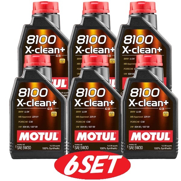 【お得な6本セット】110573 MOTUL （モチュール） 8100 X-clean＋ 5W30 1L 100％化学合成 ガソリン/ディーゼル エンジンオイル [正規品]_画像1