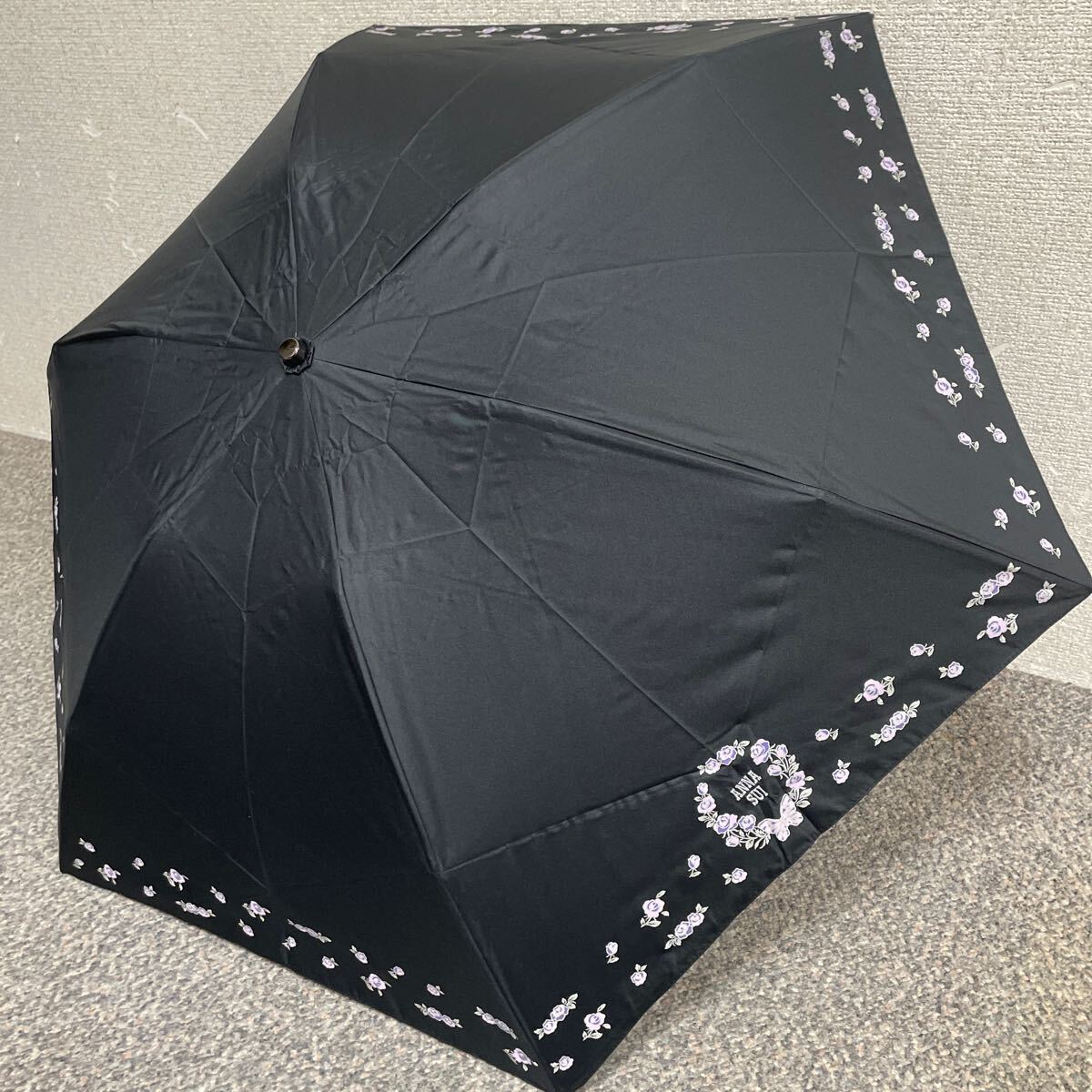新品 アナスイ ANNA SUI 傘 日傘 折りたたみ傘 一級遮光 黒 軽量 Fの画像3