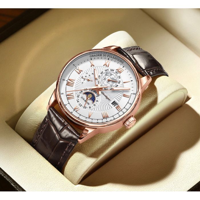 スイスのビジネスベルトメンズクォーツ腕時計POEDAGAR