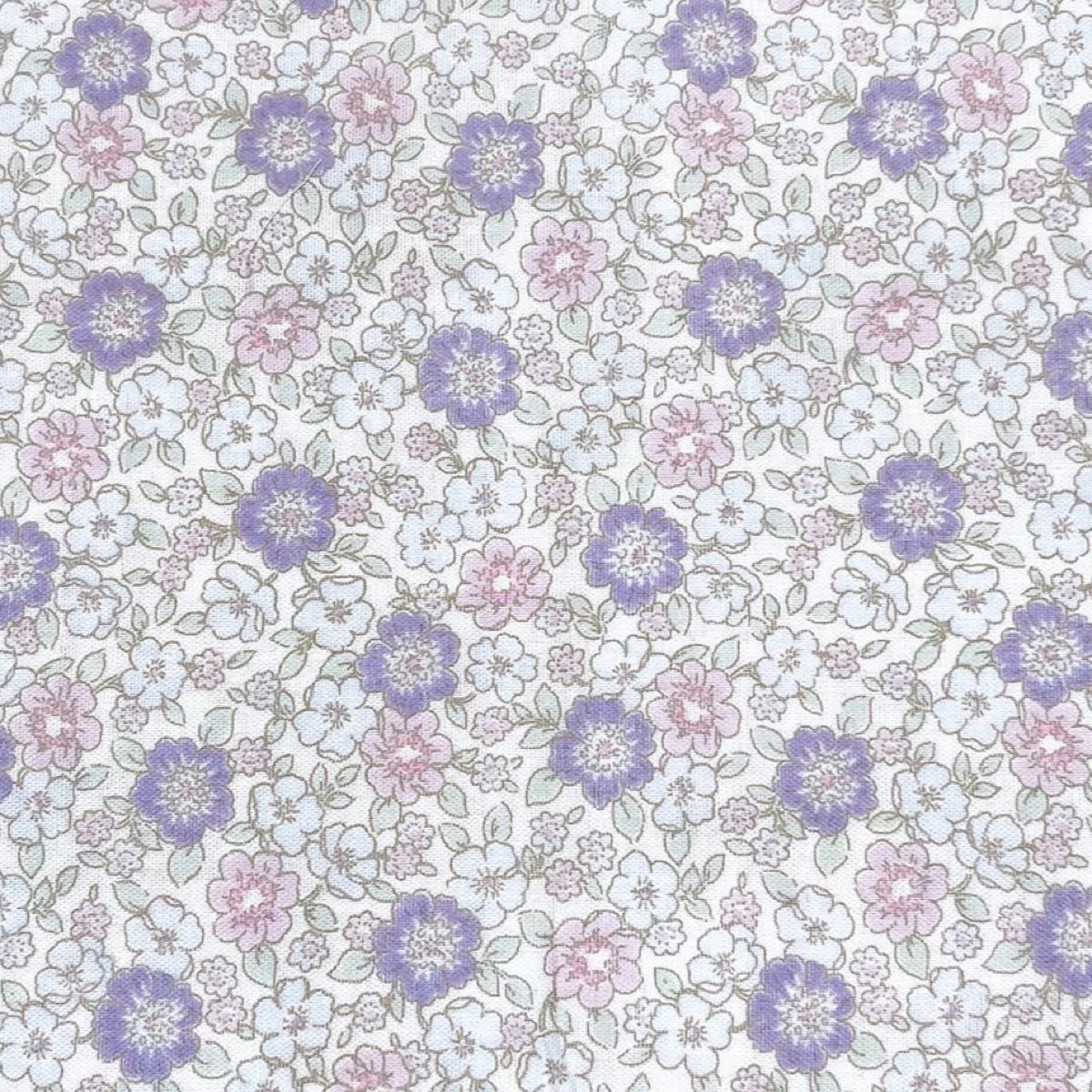 生地 ダブルガーゼ 花柄 パープル 紫 パステル 50cm KIYOHARA KFB