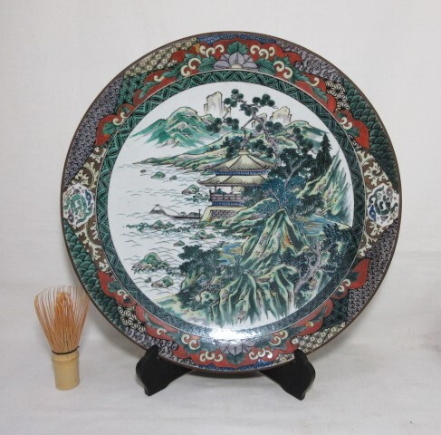  old house warehouse the first .[ angle luck ] large plate diameter 36. Kutani / Arita ./ antique / old fine art / that time thing / present condition storage goods 
