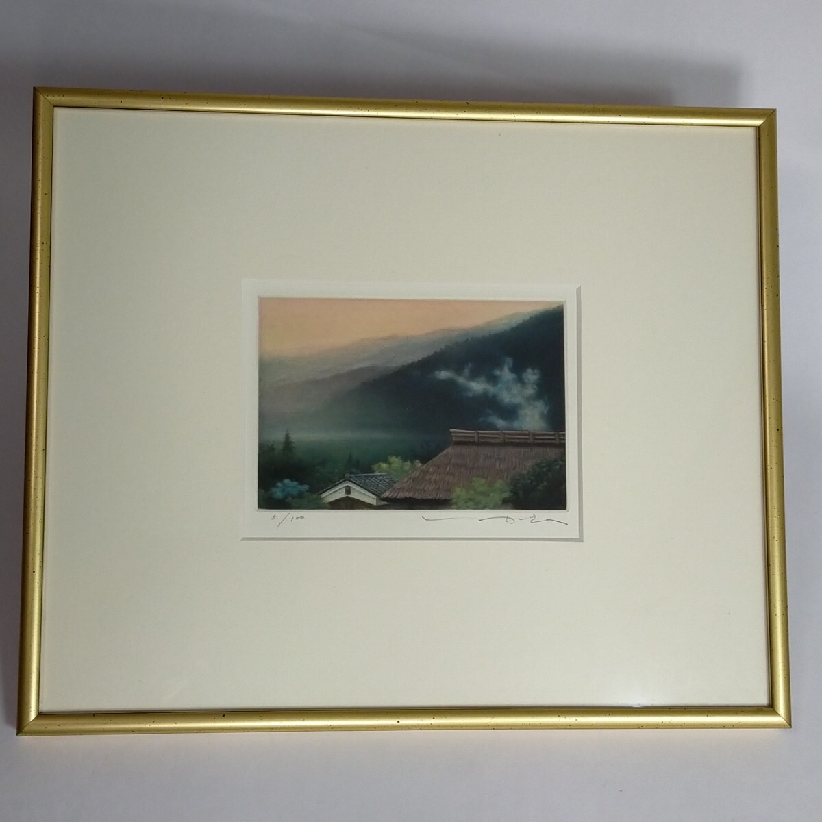 * genuine work copperplate engraving .. regular mountain .1996 year mezzo chin to amount . autograph work of art picture art genuine work *442